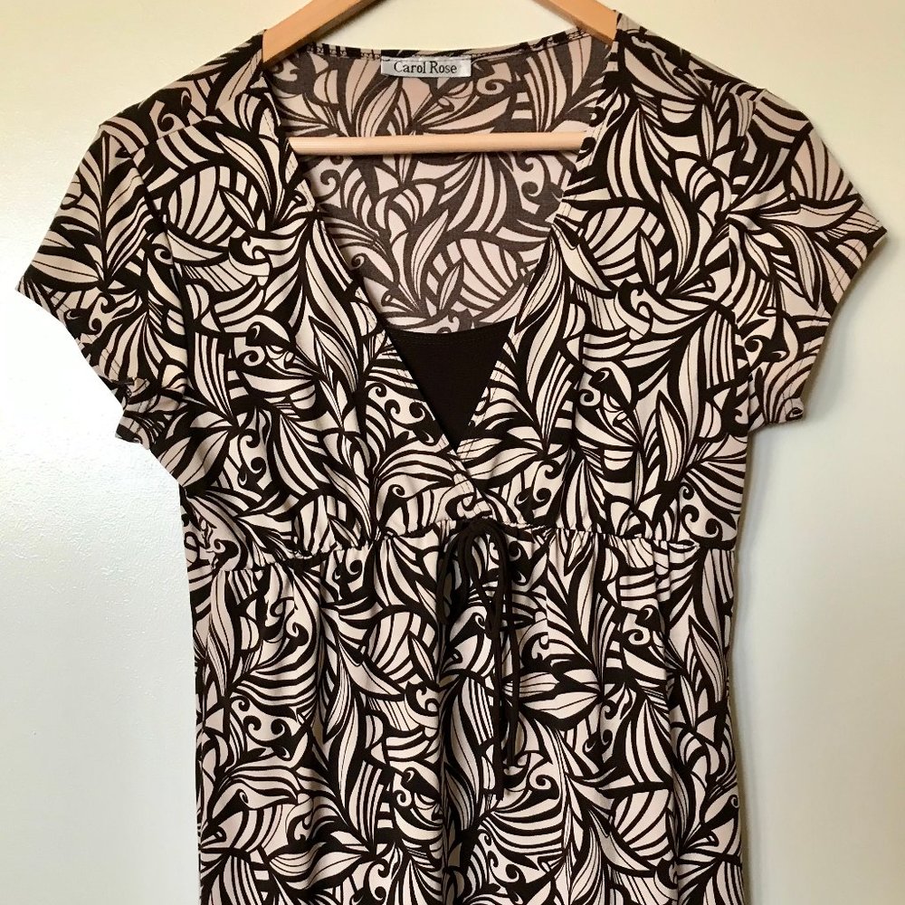 Carol Rose Tunic – Earthy Brown & Beige African-Inspired Print – Fits Medium
